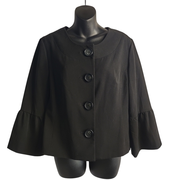 Apt. 9 Women's Black Flare Cuff Button Front Blazer Jacket Size 12 - Picture 1 of 8
